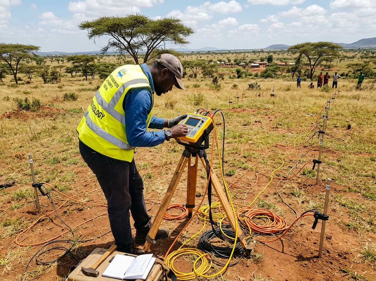 Hydrogeological survey in Kenya — Geophysical resistivity sounding with electrodes and meter